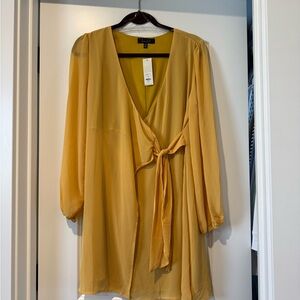 Trixxi Mustard Yellow Wrap Dress